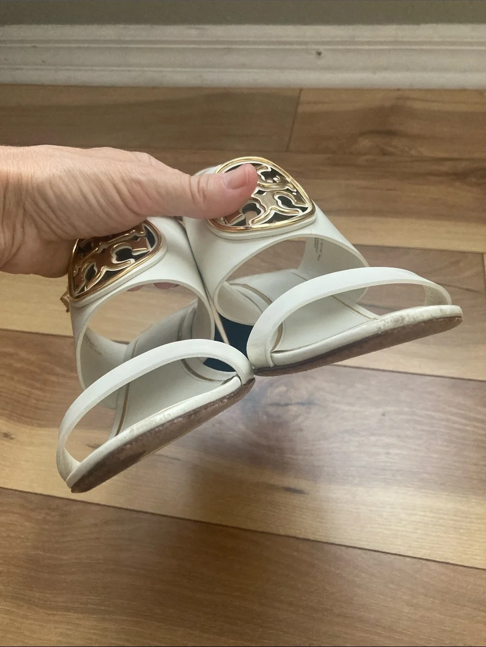 Tory Burch White Miller Wedge Sandals